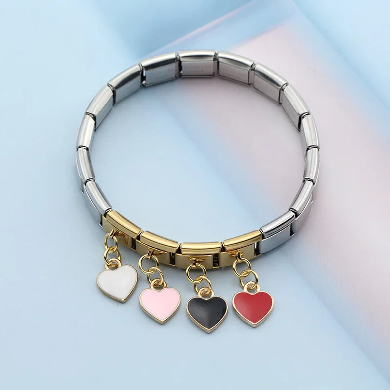 Pink Heart - Gold Pendant Charm