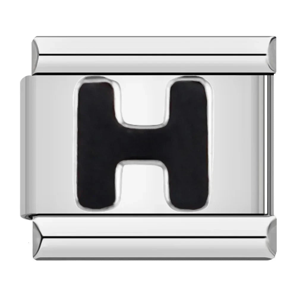 Black Letter H - Silver Charm