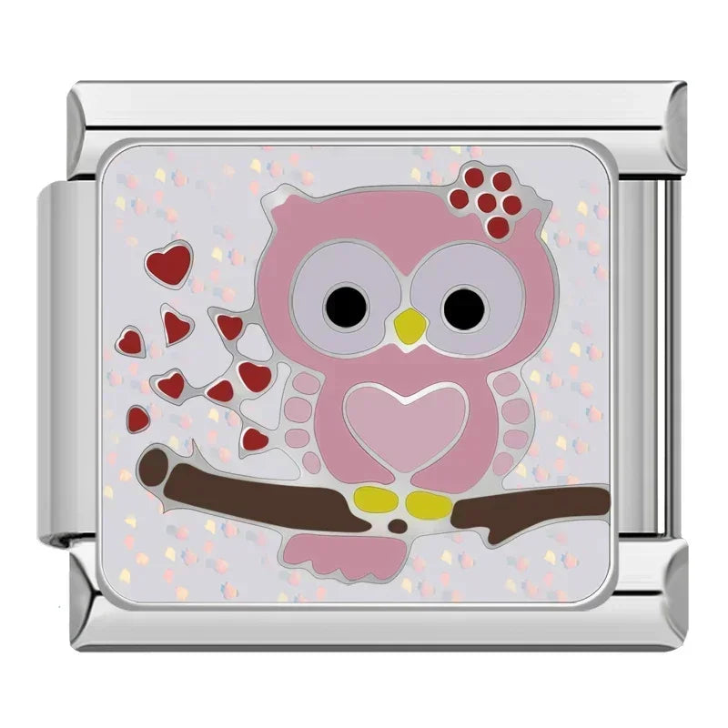 Rosy Owl Charm