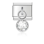 April Birthstone with CZ - Silver Pendant Charm