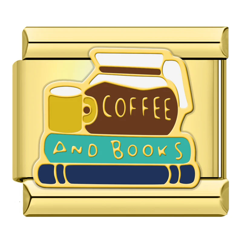 Coffee and Books - Gold Charm