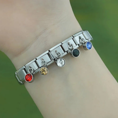 April Birthstone with CZ - Silver Pendant Charm