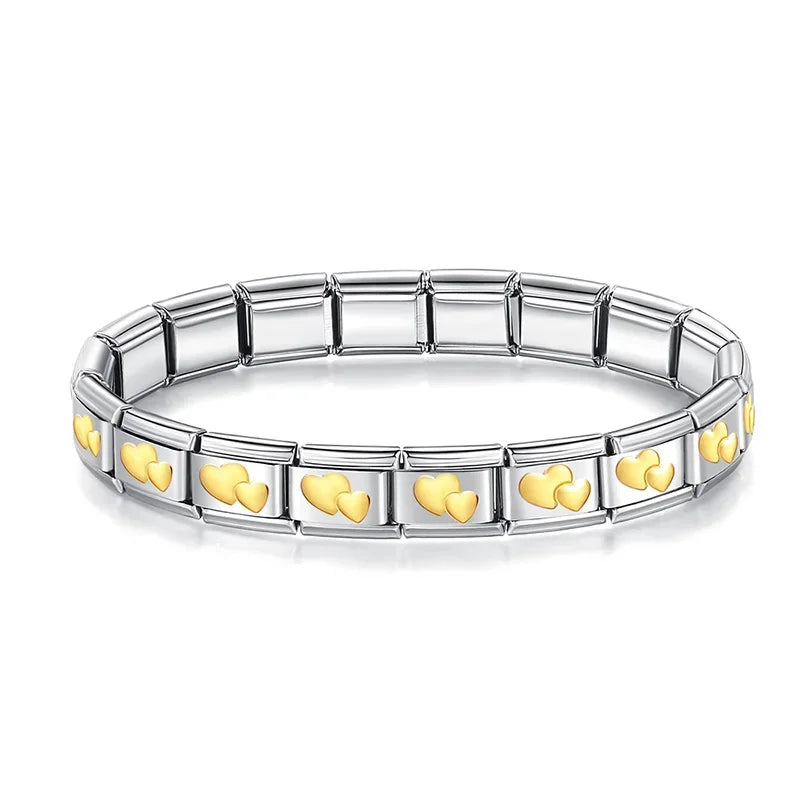 Classic Italian Bracelet with Double Heart