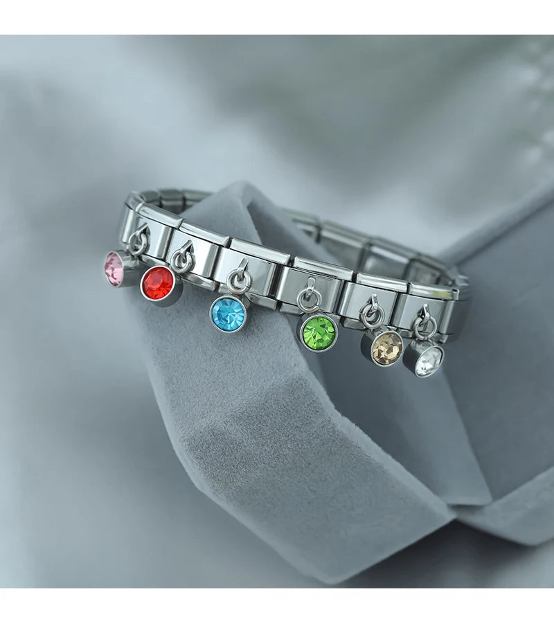 July Birthstone with CZ - Silver Pendant Charm