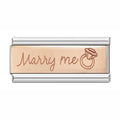 Marry Me with Ring - Silver Rose Bar Charm