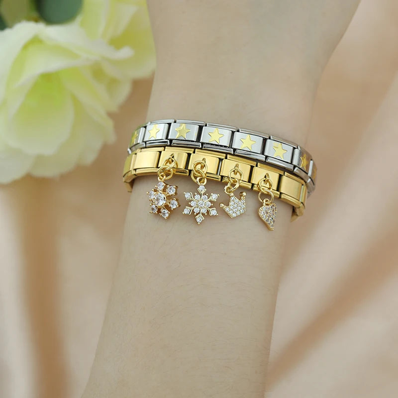 Tiny Crown with CZ - Gold Pendant Charm