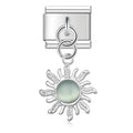 Silver Sun with Mint Resin Gem - Silver Pendant Charm