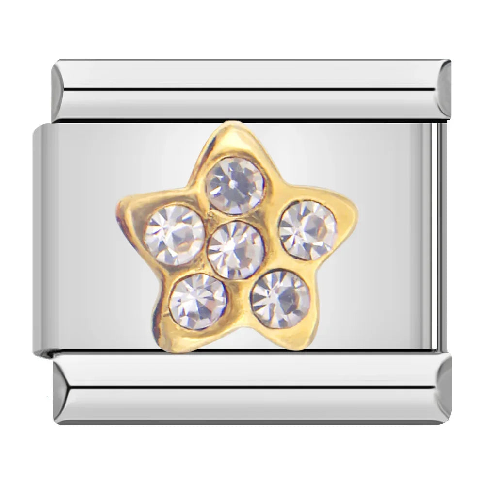 Golden Star with CZ - Silver Charm