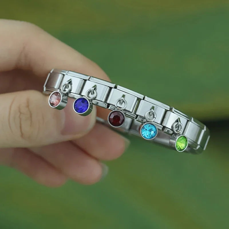 July Birthstone with CZ - Silver Pendant Charm