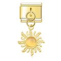 Golden Sun with Honey Resin Gem - Gold Pendant Charm