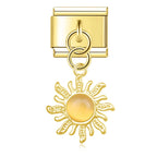 Golden Sun with Honey Resin Gem - Gold Pendant Charm