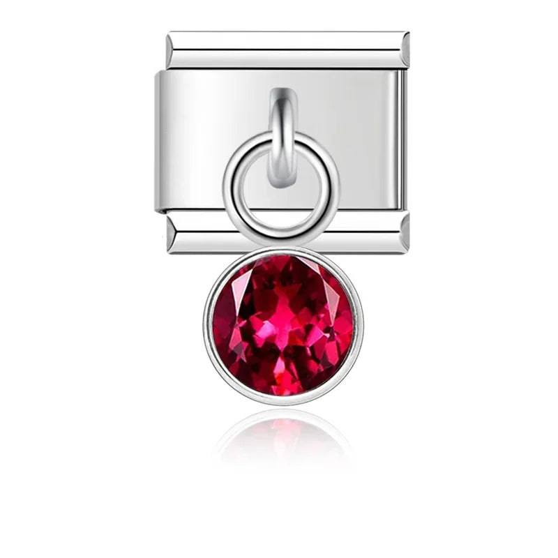 October Birthstone with CZ - Silver Pendant Charm