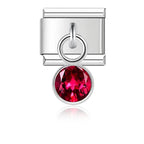 October Birthstone with CZ - Silver Pendant Charm