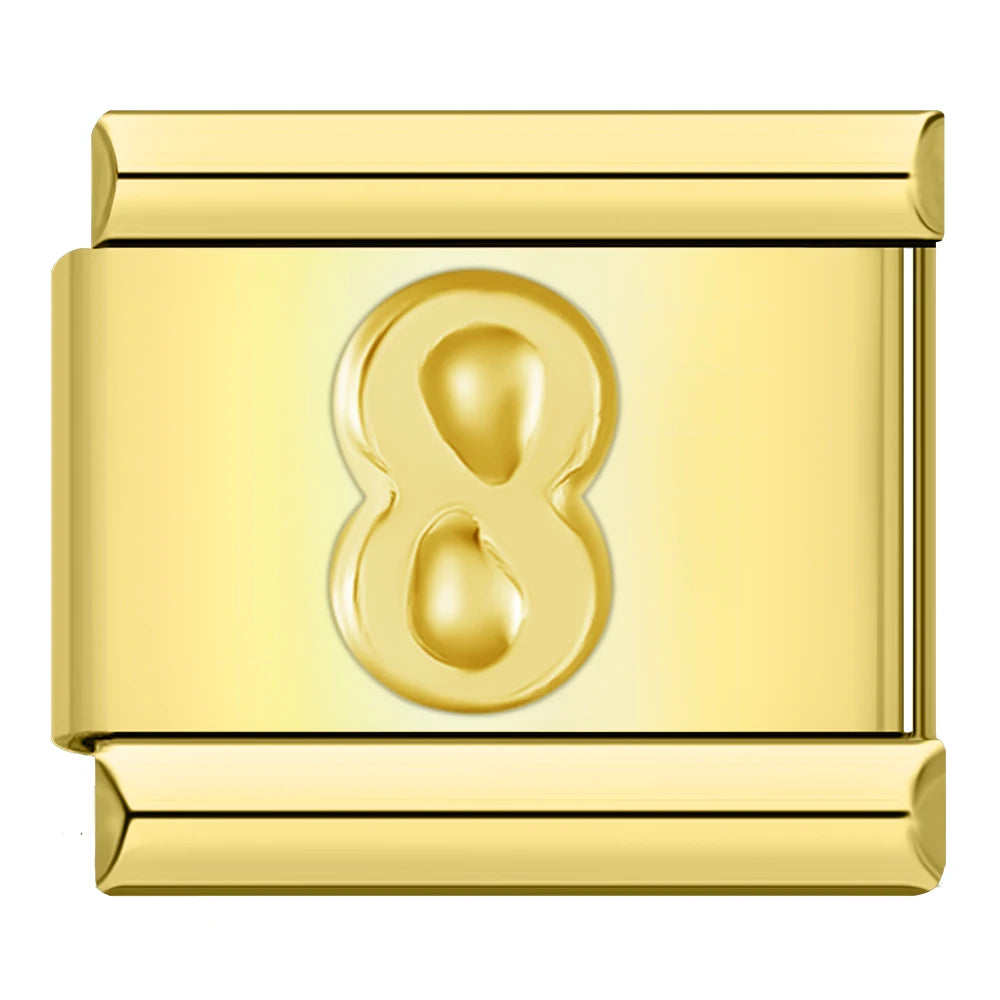 Golden Number 8 - Gold Charm