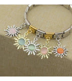 Silver Sun with Peach Resin Gem - Silver Pendant Charm