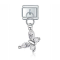 Crystal Butterfly - Silver Pendant Charm