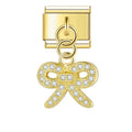 Cute Bow with CZ - Gold Pendant Charm