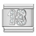 Number 13 Glitter - Silver Charm