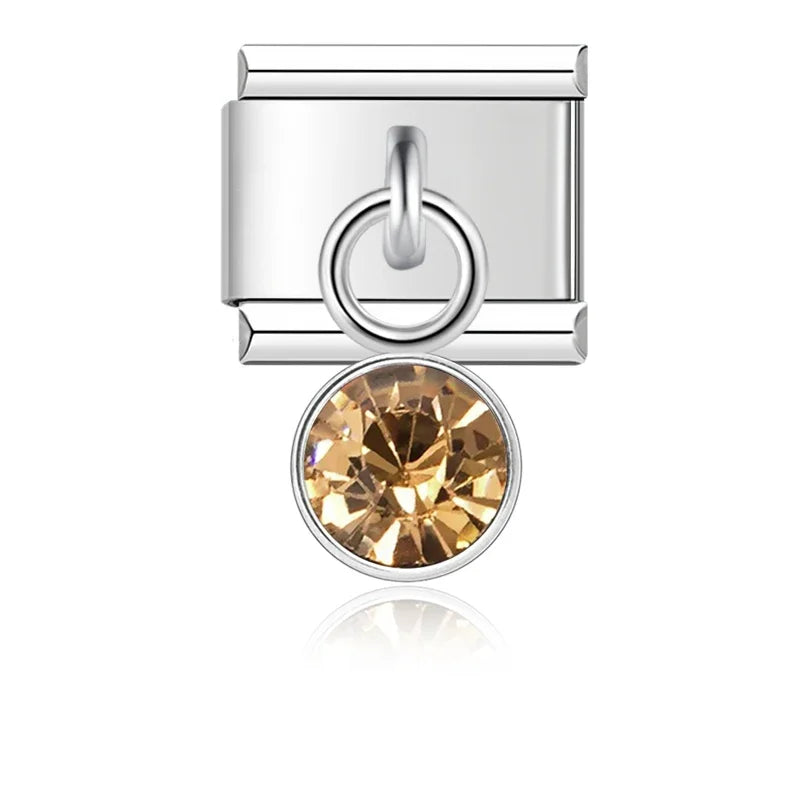 November Birthstone with CZ - Silver Pendant Charm