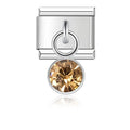 November Birthstone with CZ - Silver Pendant Charm