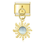 Golden Sun with Sky Blue Resin Gem - Gold Pendant Charm