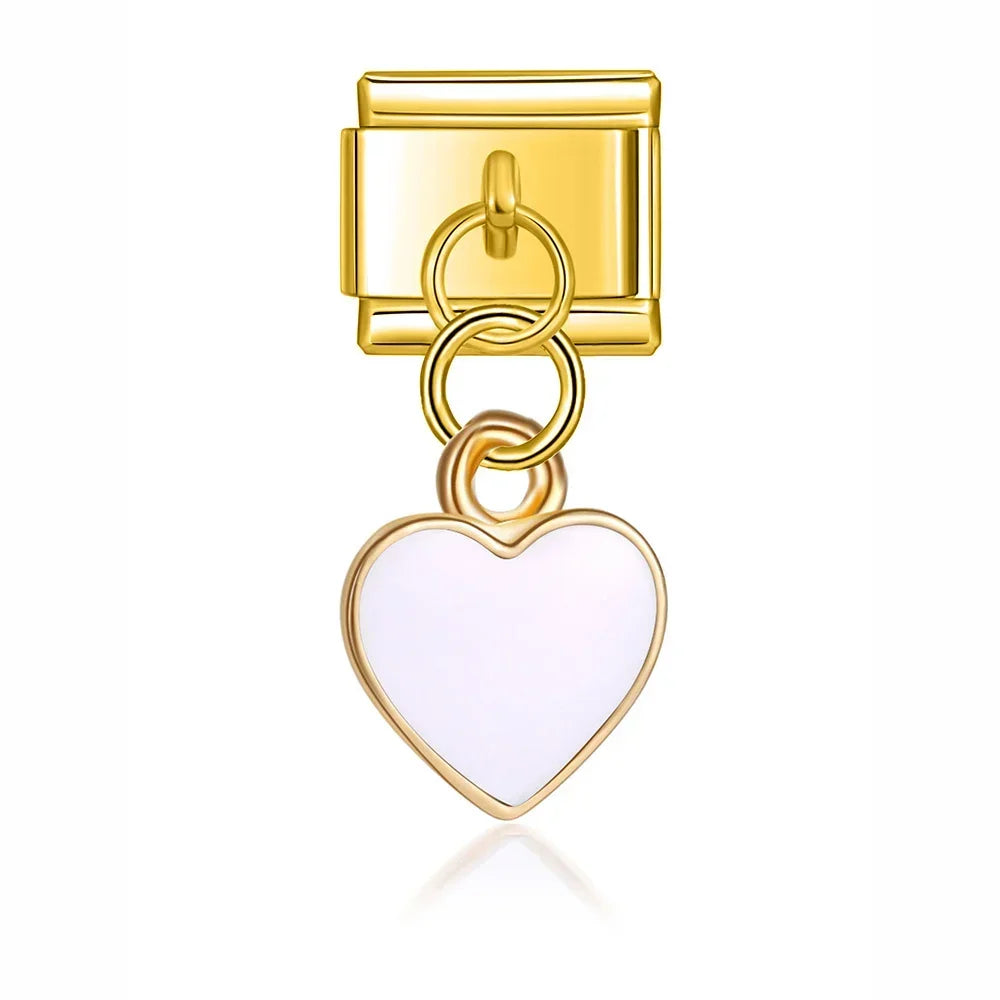 White Heart - Gold Pendant Charm
