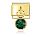 May Birthstone with CZ - Gold Pendant Charm