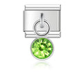 July Birthstone with CZ - Silver Pendant Charm