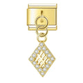 Ace of Diamonds with CZ - Gold Pendant Charm
