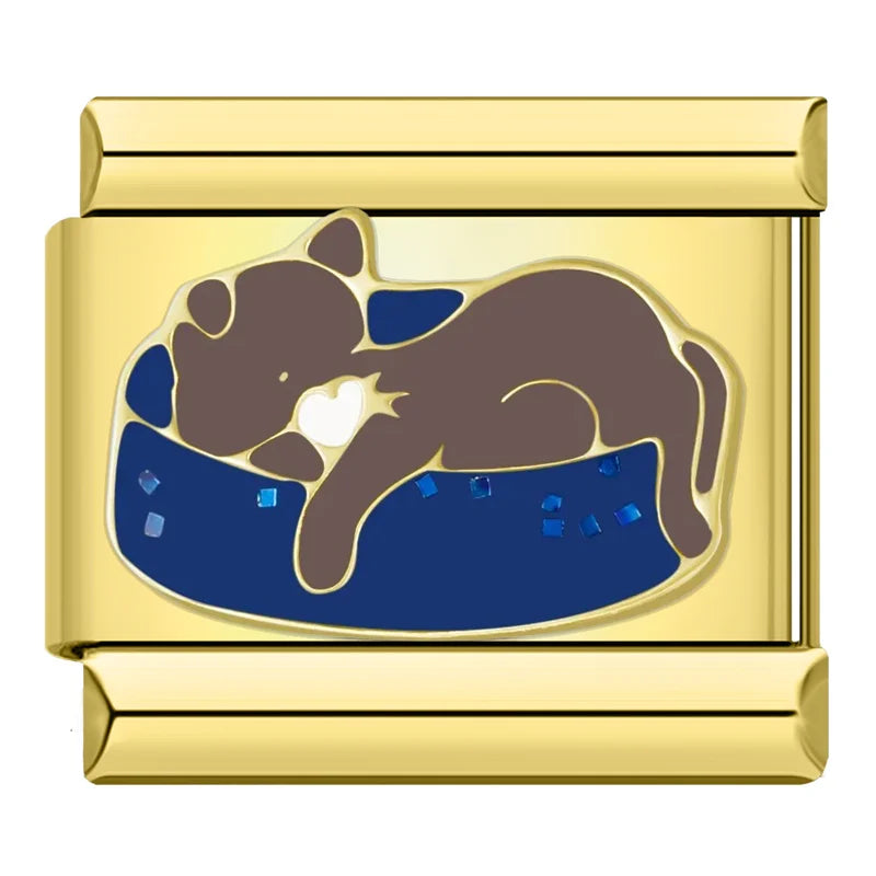 Sleepy Cat - Gold Charm