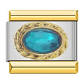 Royal Aquamarine Resin Charm - Silver & Gold Charm