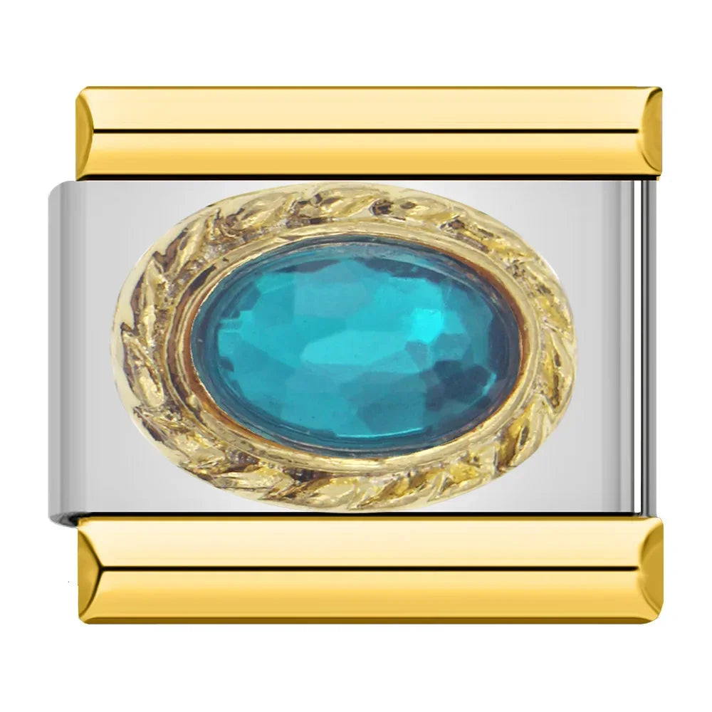 Royal Aquamarine Resin Charm - Silver & Gold Charm