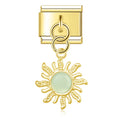Golden Sun with Mint Resin Gem - Gold Pendant Charm