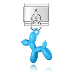 Blue Balloon Dog - Silver Pendant Charm