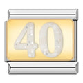 Number 40 Glitter - Silver Charm