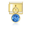March Birthstone with CZ - Gold Pendant Charm