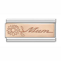 Mum with Flower - Silver Rose Bar Charm