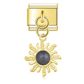Golden Sun with Black Resin Gem - Gold Pendant Charm