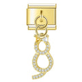 Curvy Cat with CZ - Gold Pendant Charm