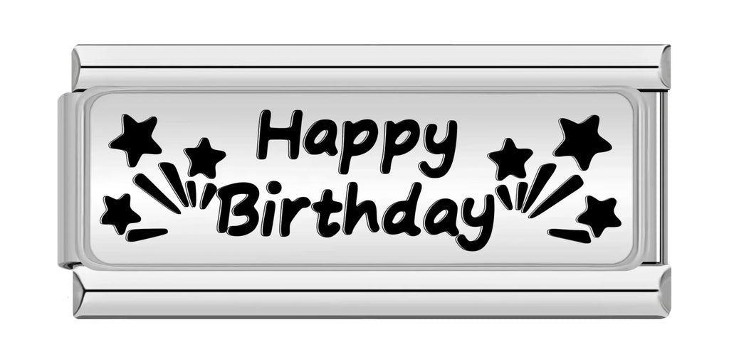 Happy Birthday - Silver Bar Charm