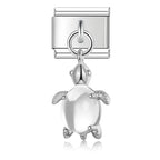 Lovely White Turtle - Silver Pendant Charm