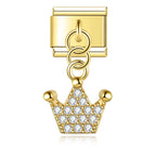 Tiny Crown with CZ - Gold Pendant Charm