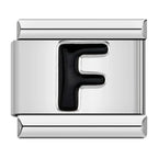 Black Letter F - Silver Charm