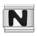Black Letter N - Silver Charm