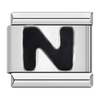 Black Letter N - Silver Charm