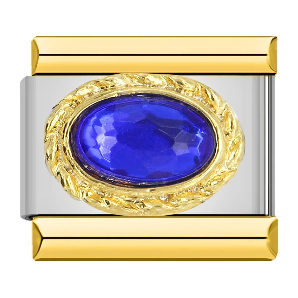 Royal Sapphire Resin Charm - Silver & Gold Charm