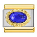 Royal Sapphire Resin Charm - Silver & Gold Charm