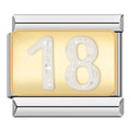 Number 18 Glitter - Silver Charm
