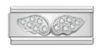 Wings with CZ - Silver Bar Charm