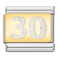 Number 30 Glitter - Silver Charm